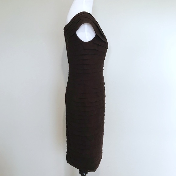 Tadashi Chocolate Brown Tiered Cocktail Dress - Picture 3 of 5